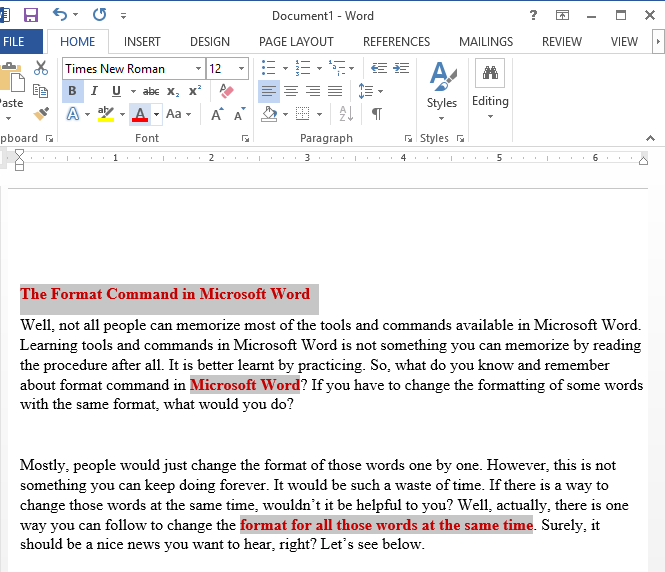 Select All Text with Similar Formatting in Microsoft Word