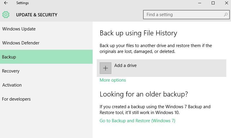 Setting up File History for Backing up Files in Windows 8 or Windows 10